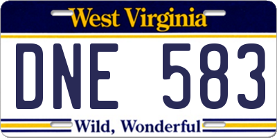 WV license plate DNE583