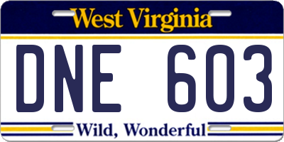 WV license plate DNE603