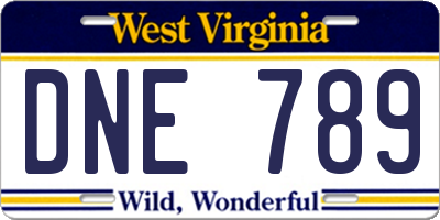 WV license plate DNE789
