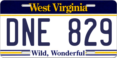 WV license plate DNE829