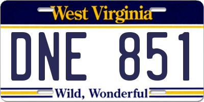 WV license plate DNE851