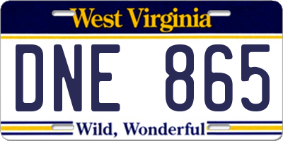 WV license plate DNE865