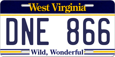 WV license plate DNE866