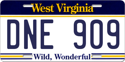 WV license plate DNE909