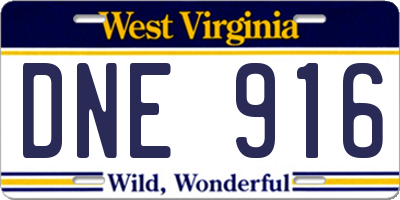 WV license plate DNE916