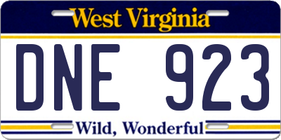 WV license plate DNE923