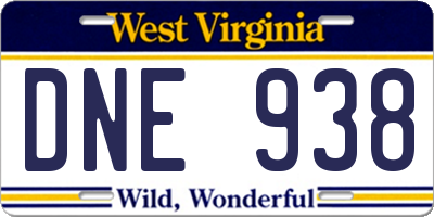 WV license plate DNE938