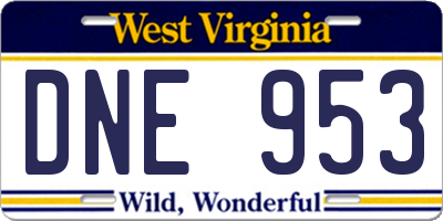 WV license plate DNE953