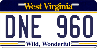 WV license plate DNE960