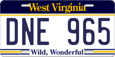 WV license plate DNE965