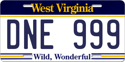 WV license plate DNE999