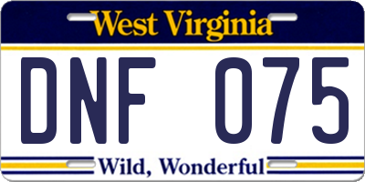 WV license plate DNF075