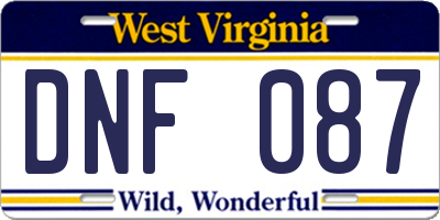 WV license plate DNF087