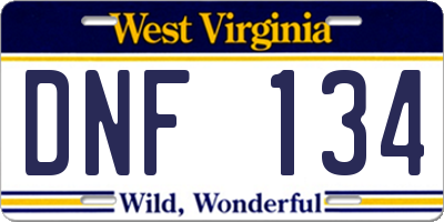 WV license plate DNF134