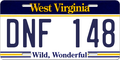 WV license plate DNF148