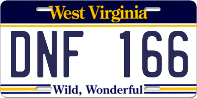 WV license plate DNF166