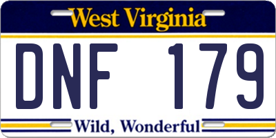 WV license plate DNF179