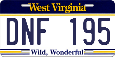 WV license plate DNF195