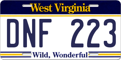 WV license plate DNF223