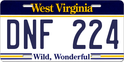 WV license plate DNF224