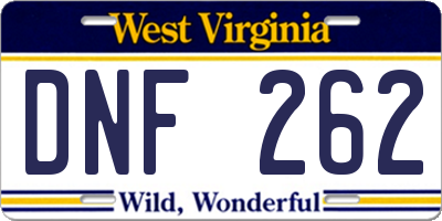WV license plate DNF262