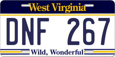 WV license plate DNF267