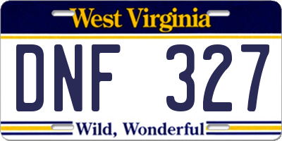 WV license plate DNF327