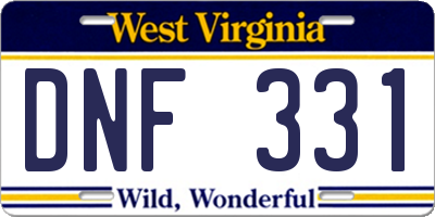 WV license plate DNF331