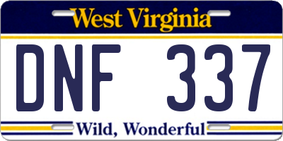 WV license plate DNF337