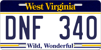 WV license plate DNF340