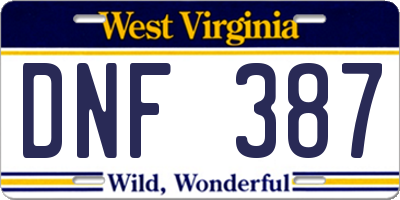 WV license plate DNF387