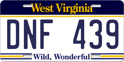 WV license plate DNF439