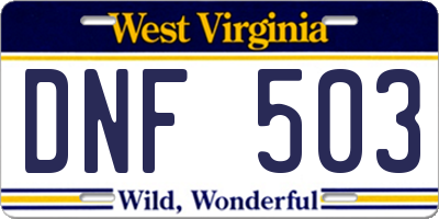 WV license plate DNF503