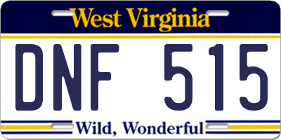 WV license plate DNF515