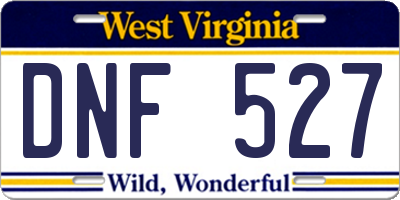 WV license plate DNF527