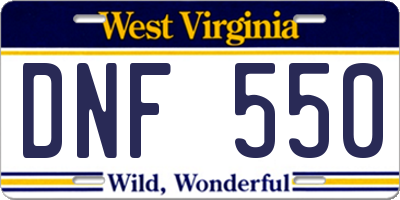 WV license plate DNF550