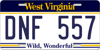 WV license plate DNF557