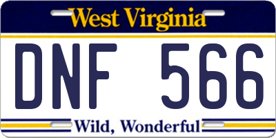 WV license plate DNF566