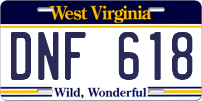 WV license plate DNF618