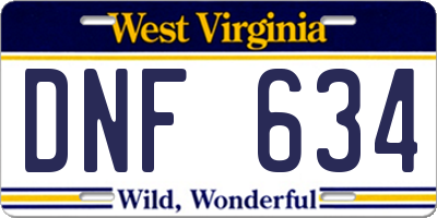 WV license plate DNF634