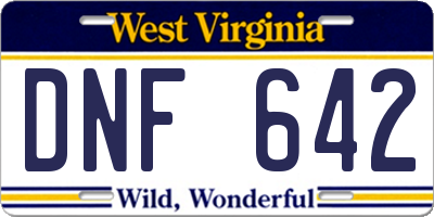 WV license plate DNF642