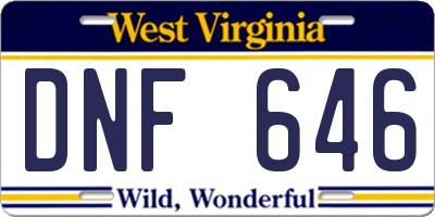 WV license plate DNF646