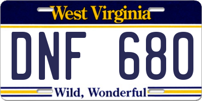 WV license plate DNF680