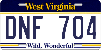 WV license plate DNF704