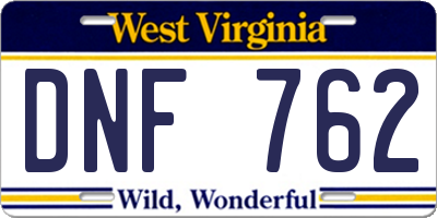 WV license plate DNF762