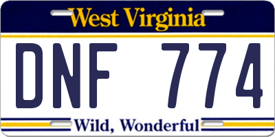 WV license plate DNF774