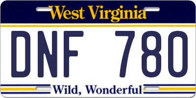 WV license plate DNF780