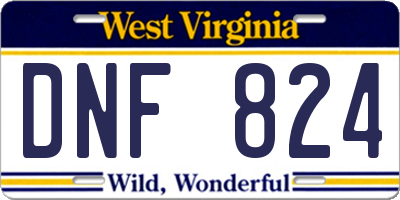 WV license plate DNF824