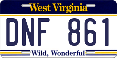 WV license plate DNF861