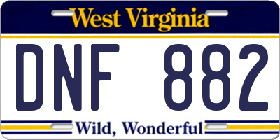 WV license plate DNF882